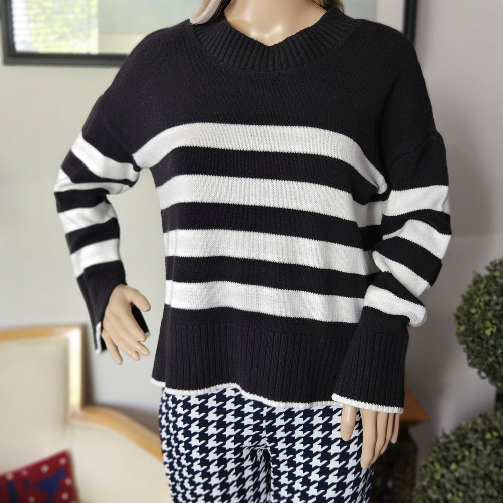Sonoma Goods For Life Black and White Striped Sweater S